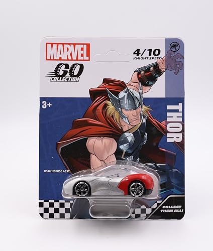 Image of Marvel Go Collection | Knight Speed | Thor | 1:64 Diecast Toy Car | Ages 3 and Up | Collect Them All, Multicolor