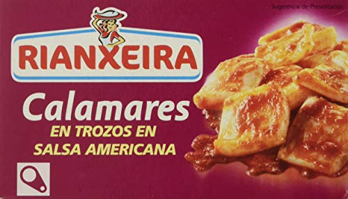 Rianxeira, Conserva de Calamares en Trozos en Salsa Americana - 12 Latas de 115 gr. (Total: 1380 gr.)