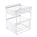 Rozhuhro 2 Niveles Debajo del Fregadero Organizador con Cajón De Almacenamiento Deslizante Mueble De Almacenaje para Uso Bajo El Fregadero Cocina Baño Habitaciones Estantería Armario,Blanco,S