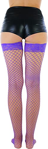 Image of ToBeInStyle Women's Vibrant Large Net Fishnet Thigh High Elastic Nylon Novelty Stockings