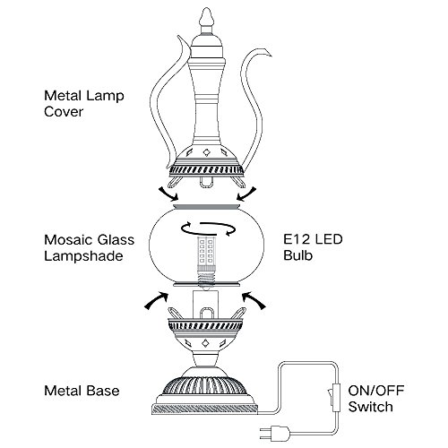 Marrakech Turkish Mosaic Glass Table Lamp Teapot Moroccan Lantern Decorative Tiffany Style Desk Night Light For Bedroom,Living Room, Coffee Table (Blue) #TOP3