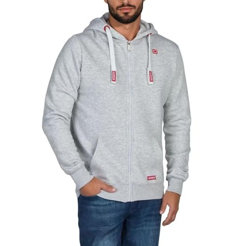 riverso Noah - Sudadera con Capucha y Cremallera para Hombre, 60% algodón, Color Gris, marrón, Verde, Rojo, Azul, Negro, S, M, L, XL, 2XL, 3XL, 4XL, 5XL Grey Melange Standard 1 (23200) M