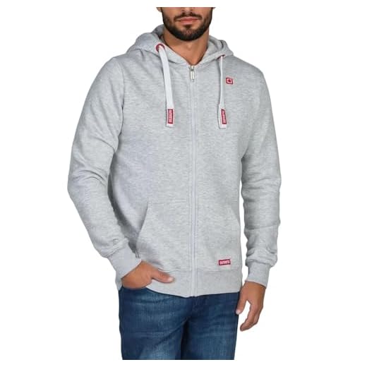 riverso Noah - Sudadera con Capucha y Cremallera para Hombre, 60% algodón, Color Gris, marrón, Verde, Rojo, Azul, Negro, S, M, L, XL, 2XL, 3XL, 4XL, 5XL Grey Melange Standard 1 (23200) M