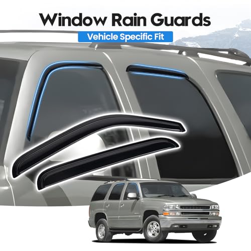 Image of Tahoe Rain Guards - Window Visors for 2000-2006 Chevrolet Tahoe & GMC Yukon SLT SLE Denali /2002-2006 Cadillac Escalade, Out-Channel Side Window Rain Guards for Tahoe Accessories, 4PCS, Black