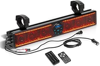 BOSS Audio Systems BRT25SLR ATV UTV Sound Bar Speaker System - 25 Inches Wide, IPX5 Rated Weatherproof, Bluetooth Audio, Amplified, 3 inch Speakers, 1 Inch Tweeters, USB Port, Multicolor Illumination