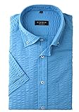eterna Regular Fit Casual Hemd Halbarm Button Down Kragen Seesucker blau Größe 40