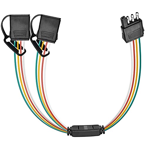 Nilight 4 Way Flat Trailer Y-Splitter Plug and Play Adapter Extension Harness for LED Tailgate Light Bar Trailer Lights,2 Years Warranty