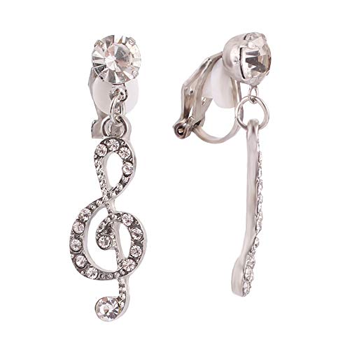 Musical Note Clip on Earrings Fashion Cute Rhinestone No Pierced Earrings Jewelry Gift2