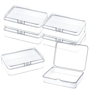 6 Pcs Mini Plastic Storage Containers with Lids, 4.5×3.4 Inches Clear Rectangular Boxes for Beads, Jewelry, Small Items, Crafts, Game Pieces, Business Cards, Accessories, Organizers for Collecting