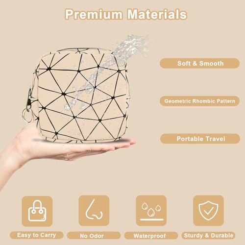 2 Stück Mini Kosmetiktasche Kleine Make up Tasche Damen PU Tragbare Mini-Kulturbeutel Wasserdicht Reisezubehör-Organizer Multifunktional Kosmetikbeutel Kulturtasche Mädchen Geldbeutel (Schwarz&Beige)