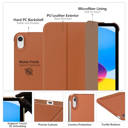 Image of MoKo for iPad (A16) 11th Generation Case 11 Inch 2025, iPad 10th Generation Case 10.9 Inch 2022, Slim Stand Hard PC Translucent Back Shell Smart Cover, Support Touch ID, Auto Wake /Sleep, Dark Coffee