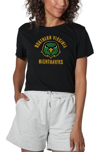 Northern Virginia Community College Logo Women's Crop Top T-Shirt, Black, M