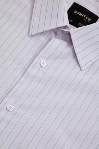 Image of SNITCH Luxe Men Formal Shirt | Slim Fit Full Sleeve Spread Collar Pinstripe Design | Breathable Viscose Blend & Stretch Fabric for Office Wear & Business Meetings