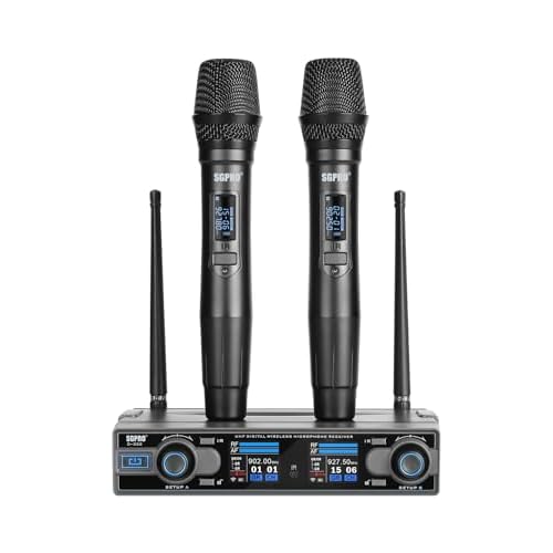 Wireless Microphones for Singing and Speaking, Microfono Inalambrico Professional with Dual Cordless Handheld Mics for Stage, Live House, Classroom, or Church, Easy Operation and Great Sound