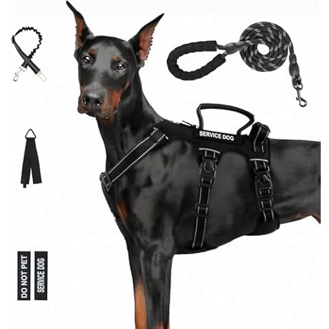 Escape Proof Dog Harness Medium Sized Dog, Six-point Adjustable Service Dog Vest Harness, Large Dog Harness and Leash Set, Reflective Dog Harness with Handle, No Pull Dog Harness Large Dogs(Black, XL) Cover