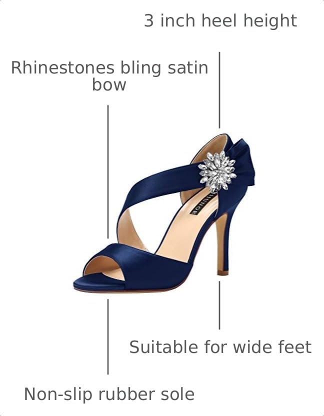 Image of ERIJUNOR High Heel Party Sandals For Woman Open Toe Stiletto Bow Shoes Wedding Evening Dress Shoes for Dancing