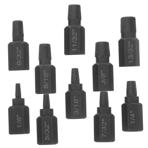 Gadpiparty Screw Extractor Assorted Bolt Remover Stripped Bolt Extractor Accessory Left Hand Drill Bit Set Black 10pc
