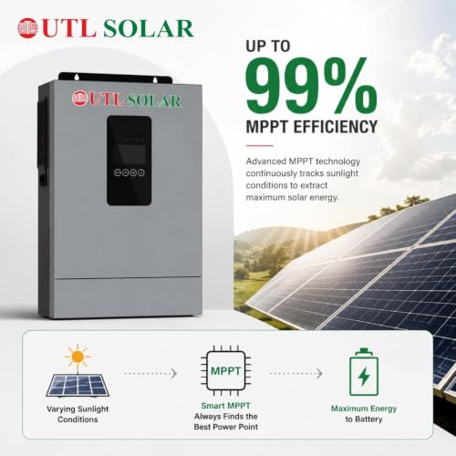 Image of UTL ECO-X 6.5kW 48V Hybrid Solar Inverter | Pure Sine Wave | MPPT Solar Charge Controller | Supports Lithium & Lead-Acid Batteries | 9kW PV Input | LCD Display | Wi-Fi Monitoring