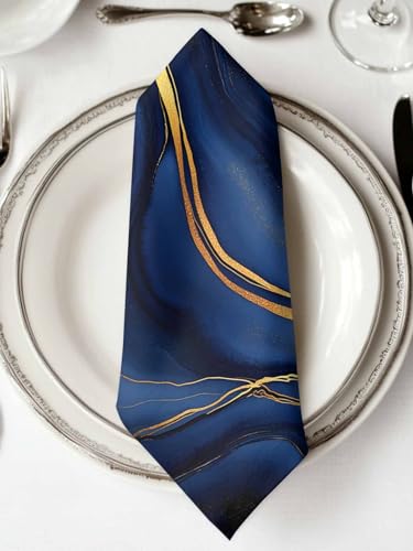 Servilletas de Tela Azul Navy Mármol Set 6 20x20 in miniatura 2
