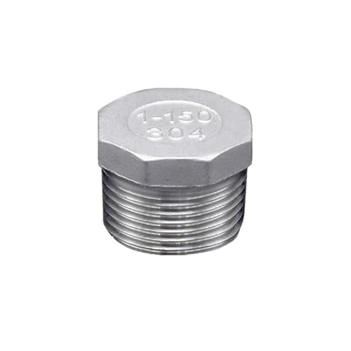 FRFAMJSDF 1/8" 1/4" 3/8" 1/2" 3/4" 1" 1-1/4" 1-1/2" 2" NPT Male Hex Head End Cap 304 Stainless Steel Pipe Fitting Plumbing(NPT M