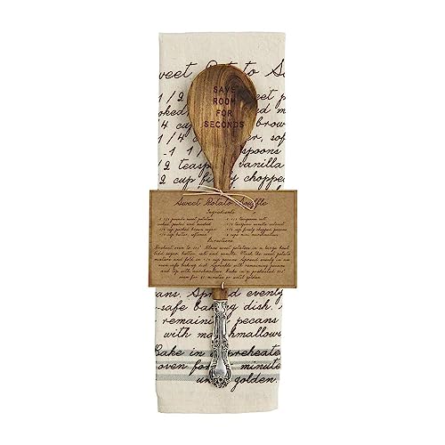 Mud Pie Thanksgiving Sides Recipe Towel and Wooden Spoon Set,