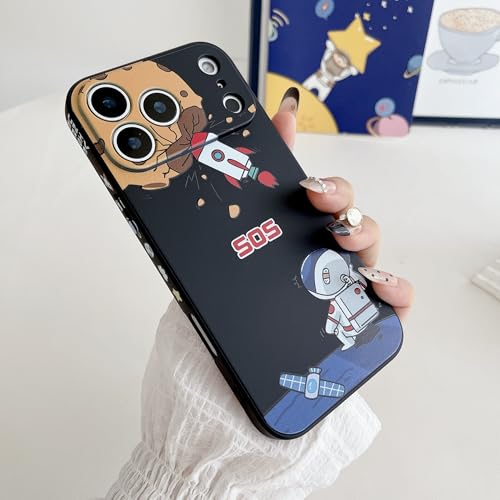 Yonds Queen for iPhone 17 Pro Max Cute Case, Cool Cartoon Astronaut Space Planet Rocket Design Stylish Bumper Cover Soft TPU Protective Anti-Slip Shockproof Case(iPhone 17 Pro Max, Rocket)
