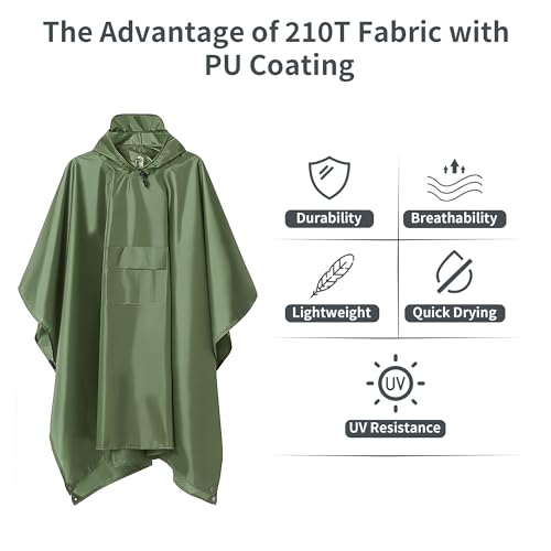 Image of 3-in-1 Unisex Camping Rain Poncho with hooded, Shelter & Ground Sheet