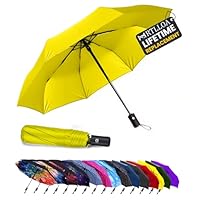 MRTLLOA 42/49 Inch Compact Windproof Travel Umbrella for Rain, Lightweight, Portable, Strong, Folding Umbrellas for Women and Men(42 inch,Yellow)