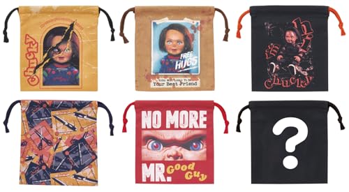 Skater Chucky KBB21B-A Drawstring Lunch Bag, Medium Size, 6 Pieces, 6 Types, Blind Box, Width 6.1 x Height 6.7 inches (15.5 x 17 cm), Made in Japan