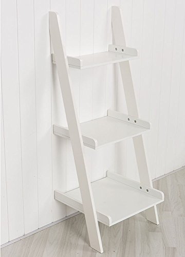 Home Furniture White Leaning Ladder Shelf Three Tiers - Perfect Shelf Unit any Hallway, Bedroom, Living Room, Dining Rooms Bathroom