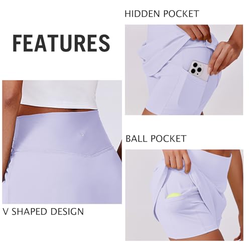 Image of PINSPARK Womens Tennis Skirt High Waisted Golf Skort with 2 Pockets Stretchy Athletic Skirts for Workout Pickleball Running
