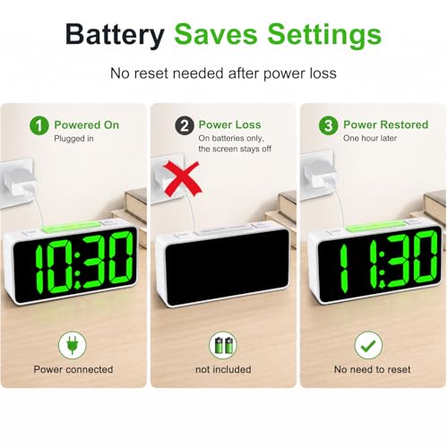 Image of DreamSky Small Digital Alarm Clock with Night Light for Kids Bedroom | RGB Desk Clock with Large Numbers for Teens Boys, Brightness Dimmer, Adjustable Alarm Volume, USB Port, USB-C Adapter Powered