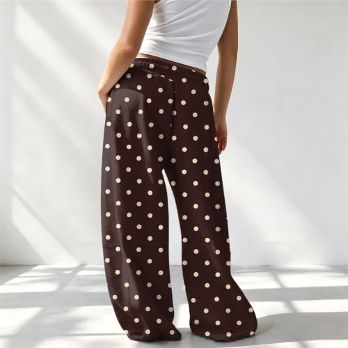 Women Polka Dot Pants Baggy Wide Leg Sweatpants Fall Y2K Lounge Sweat Pants - image 3