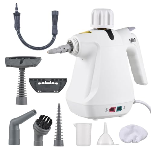Boyuan Limpiador De Vapor a Mano, Usos Múltiples, Presurizado con 10 Accesorios, Vaporeta Limpieza Hogar para Limpiar Pisos, Azulejos, Ventanas, Sofás