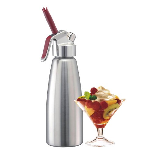 Preisvergleich Produktbild iSi Gourmet Whip Edelstahl gebürstet 1L Inhalt +10Sahnekapseln als Onepack