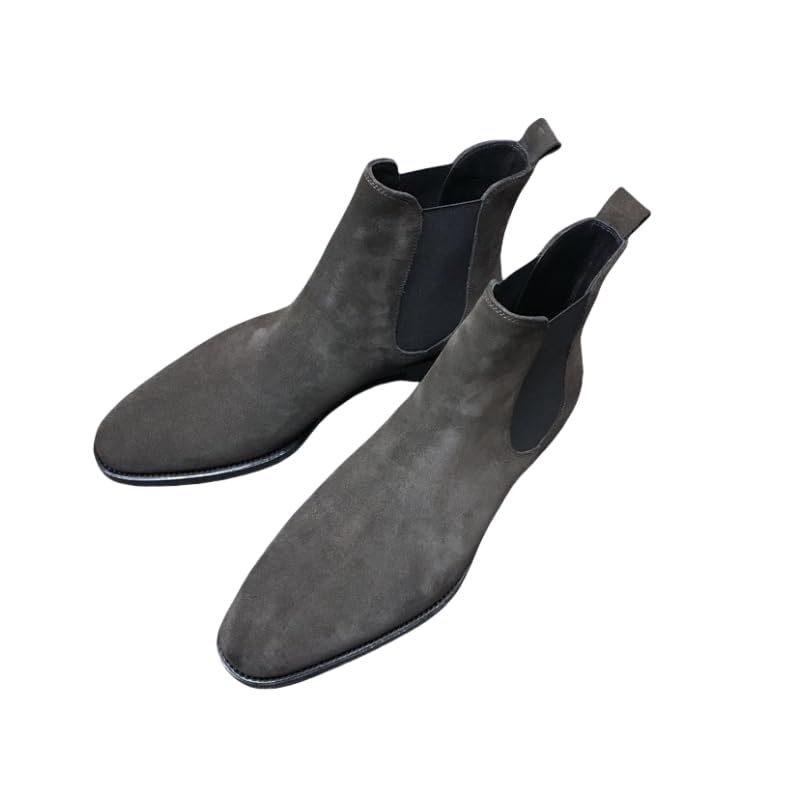 Men's Motorcycle Boots Combat Casual Dress Boot for Men,Men's Extra Wide Leather Ankle Boot - Lightweight Slip-on, Breathable, Durable Western Cowboy Boots