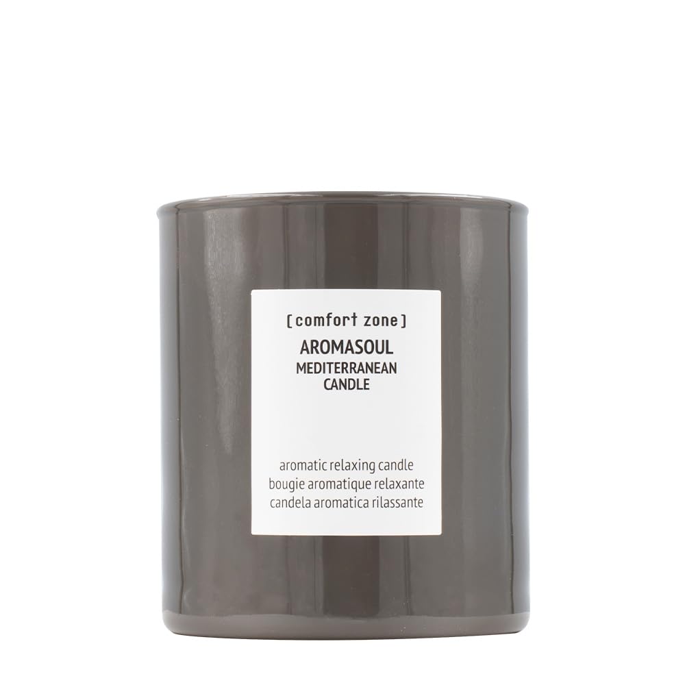 Comfort Zone - Aromasoul Mediterrane Kerze, 280 g, Duftkerze mit frischer Zitrone, Wacholder und Salbei, 50 Stunden Brenndauer
