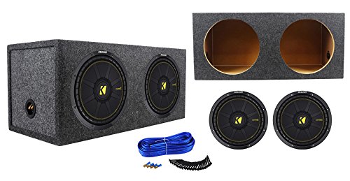 (2) Kicker 44CWCD124 CompC 12 1200 Watt Car Subwoofers+Sealed Sub Box Enclosure