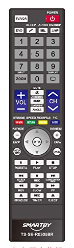 Smartby SE-R0305 Compatibel met Toshiba SE-R0305 TV/DVD Afstandsbediening 15LV505 19CV100U 19LV61K 19LV505 19LV505C 22LV505 22LV505C 22LV506 22LV610 22LV610U 26CV10 0U 26LV61 26LV61K 32CV100 32CV100U