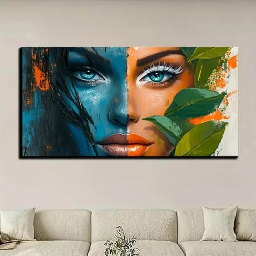 Yeux expressifs et visages colorés en peinture murale abstraite pour un salon inspirant