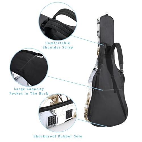 Sac guitare acoustique fleuri multicolore avec fermeture éclair robuste - 3
