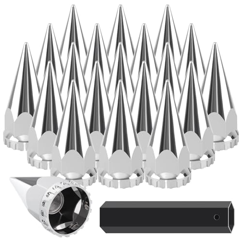 Mytracpro 33mm x 4-3/4' Spike Lug Nut Covers 20PCS, Chrome Screw On Lug Nut Caps for Semi Truck...