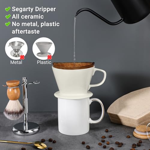 Segarty Conjunto de cafeteira, copo único, gotejador de café de cerâmica branca com 200 peças, taman