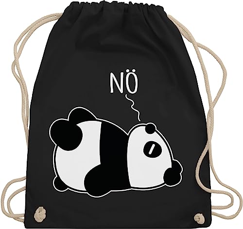 Shirtracer Turnbeutel Rucksack - Sprüche Statement - Nö - Panda - weiß - Unisize - Schwarz - baumwolle mit spruch statements nein beutel sprüchen pandabär stoffbeutel spruche panda-motiv rucksäcke