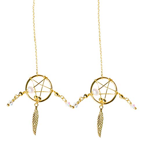 Matty-LZ Damen Traumfänger 925 Sterling Silber Ohrringe Vergoldet Elegant Einfach Ohrlinie Cover