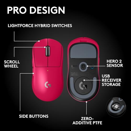 Image of Logitech G PRO X Superlight 2 SE Wireless Gaming Mouse, 60 g pro-Grade Mouse with 5 programmable Buttons, 44K DPI Sensor, 888+ IPS, 1 kHz Report Rate, USB-C Charging for PC /Mac - Pink