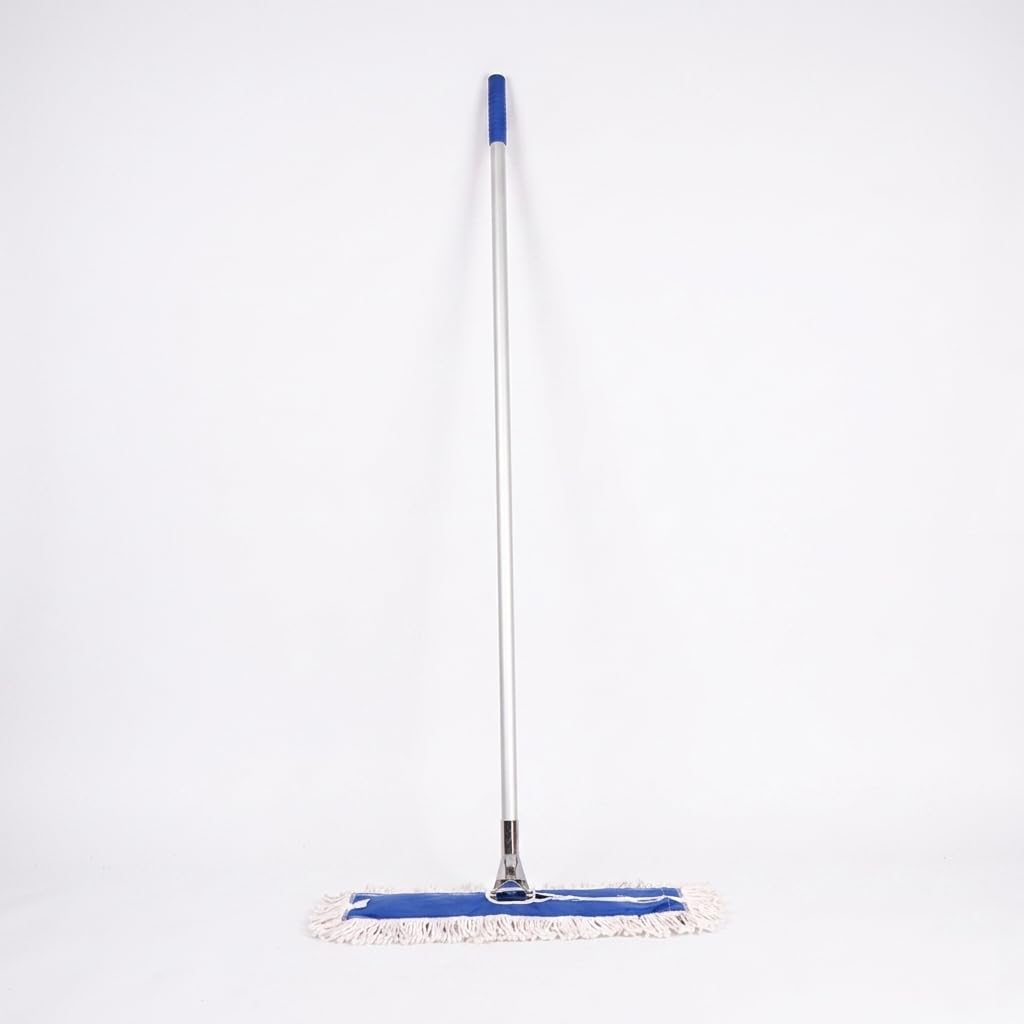 Mopa Industrial de Algodón con Palo de Aluminio 130 cm | Sistema Completo con Bastidor y Recambio Profesional | Limpieza de Suelos Mármol, Gres, Terrazo y Parquet (90 cm)