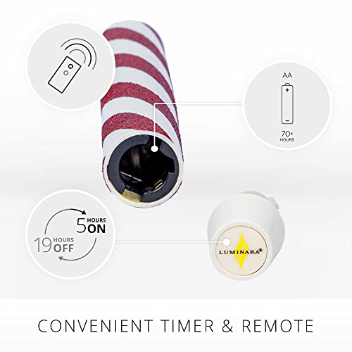 Image of Luminara - Flameless Battery Operated Taper Candle - Candy Cane Red- Pack of 2-1x9.75 - LED Flickering Flame - Realistic Safe for Home Kids and Pets