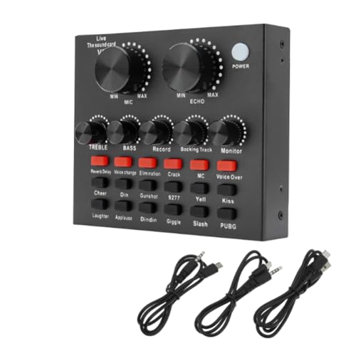 Agmoctz Tarjeta de Sonido V8 Cambio de Voz Transmisión en Canto Karaoke Auriculares Tarjeta de Sonido Externa en Grabación para Casa Móvil KTV