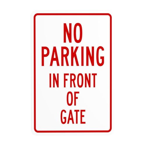 Cartello di avvertimento in metallo con scritta No Parking In Front Of Gate Security, per ufficio, strada, strada, casa, decorazione di sicurezza, personalizzato, facile da montare, 20 x 30 cm